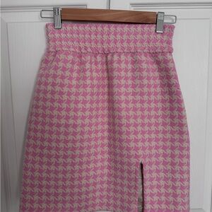 Pink Houndstooth Women's Skirt